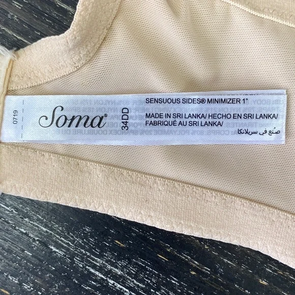 Soma Nude Sensuous Sides 1” Minimizer Lightly Lined Underwire Bra 34DD - Picture 5 of 5